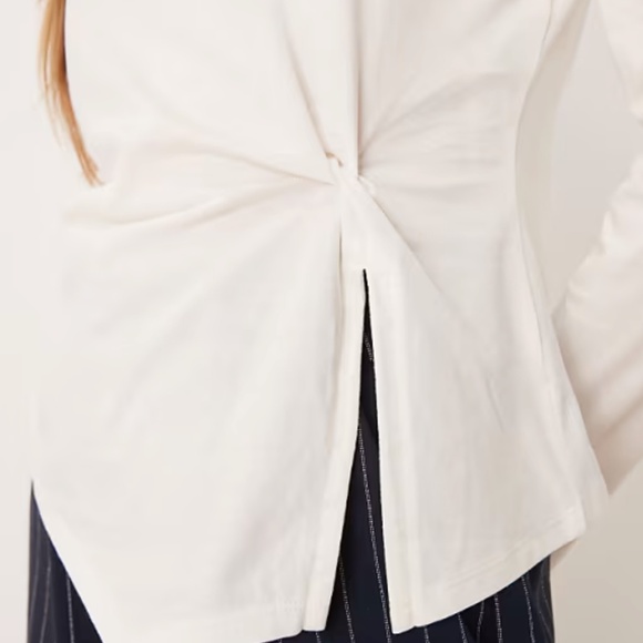 ASOS DESIGN knot detail long sleeve top in cream - Picture 3 of 3